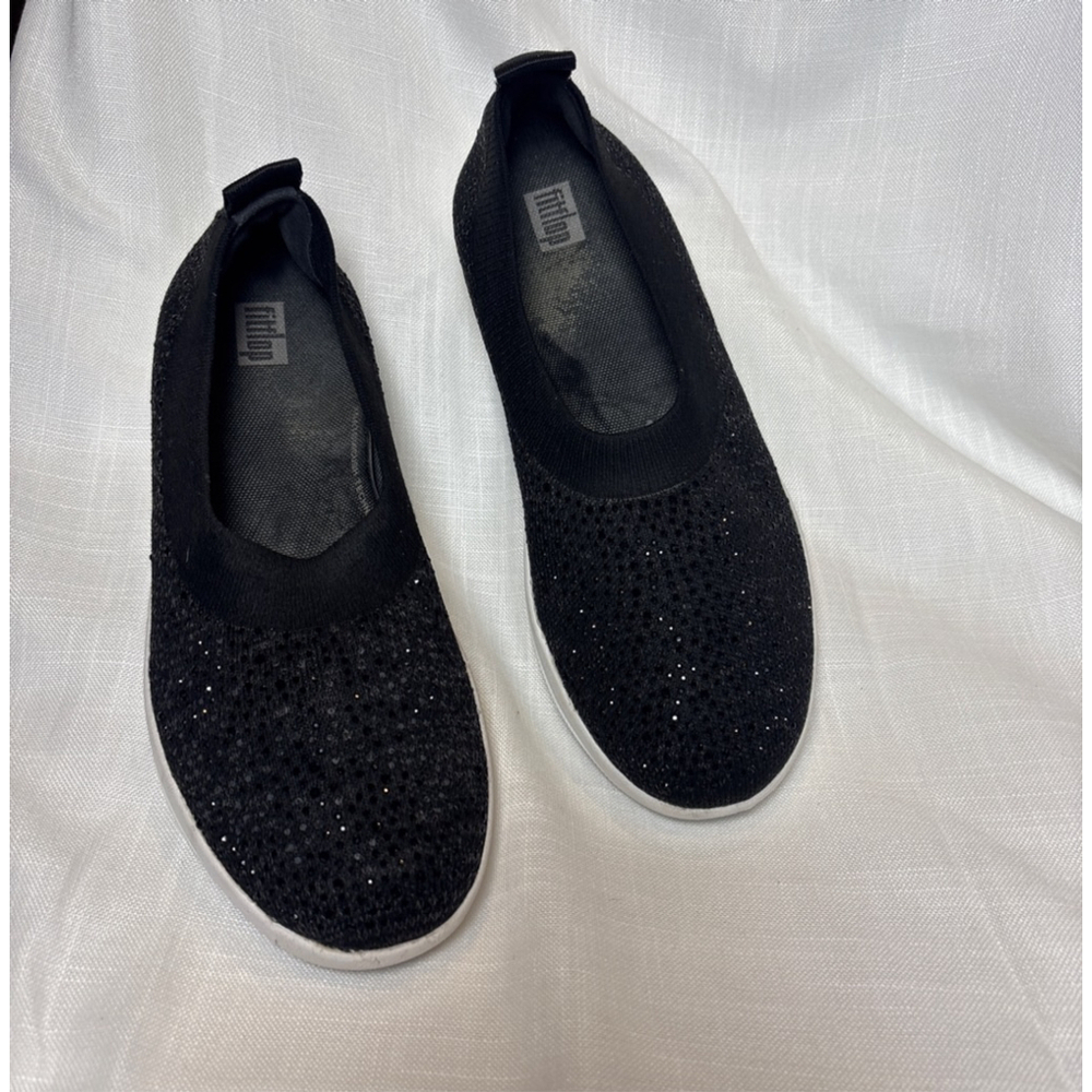 FitFlop Uberknit Sparkle Black Slip-On Flats sz 8.5 - Picture 2 of 7
